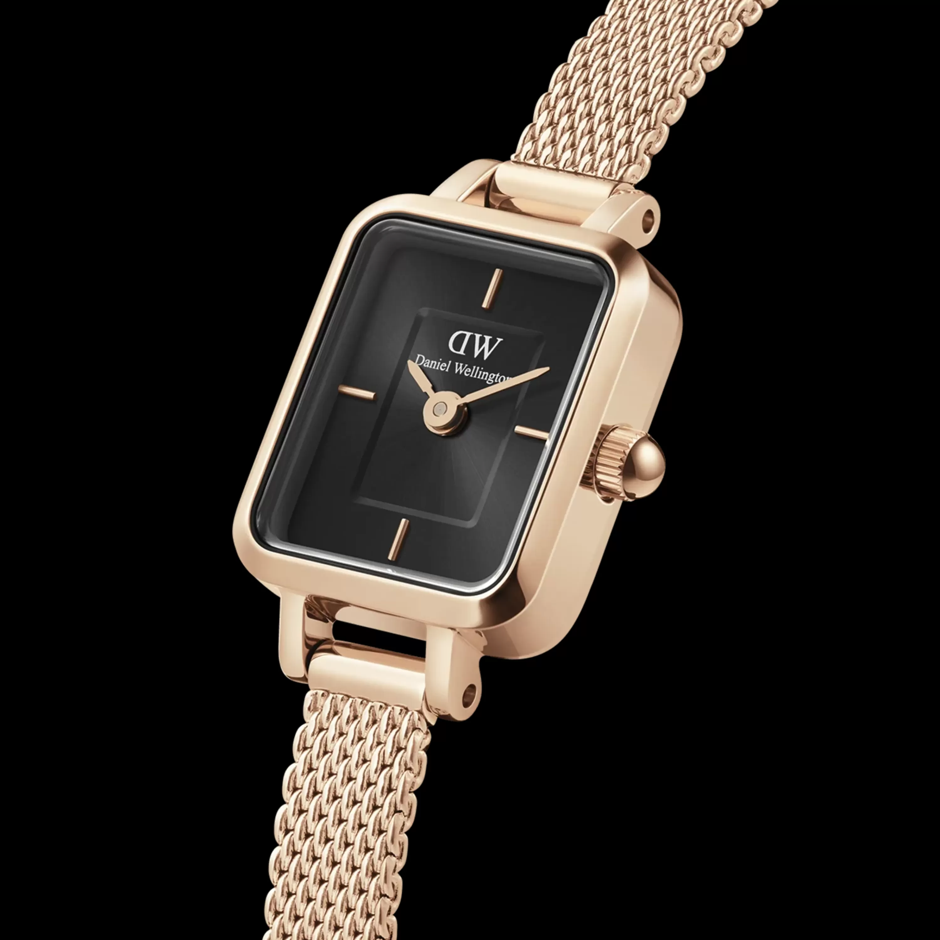 Damen Daniel Wellington Damenuhren-Quadro Mini Melrose Onyx